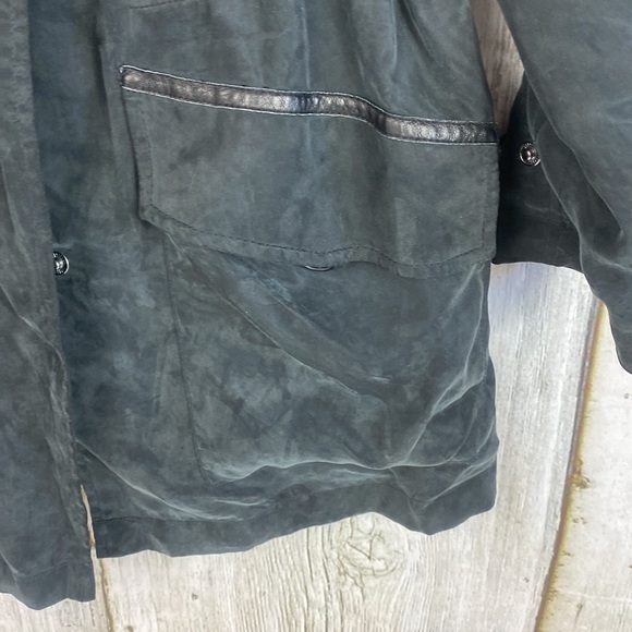 Maje Lambskin Leather Trim Anorak Jacket Size Medium - Picture 9 of 12